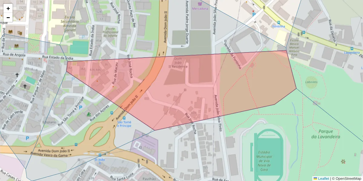 Mapa detalhado do código postal 4430-137 com limites, códigos postais vizinhos e agências dos correios