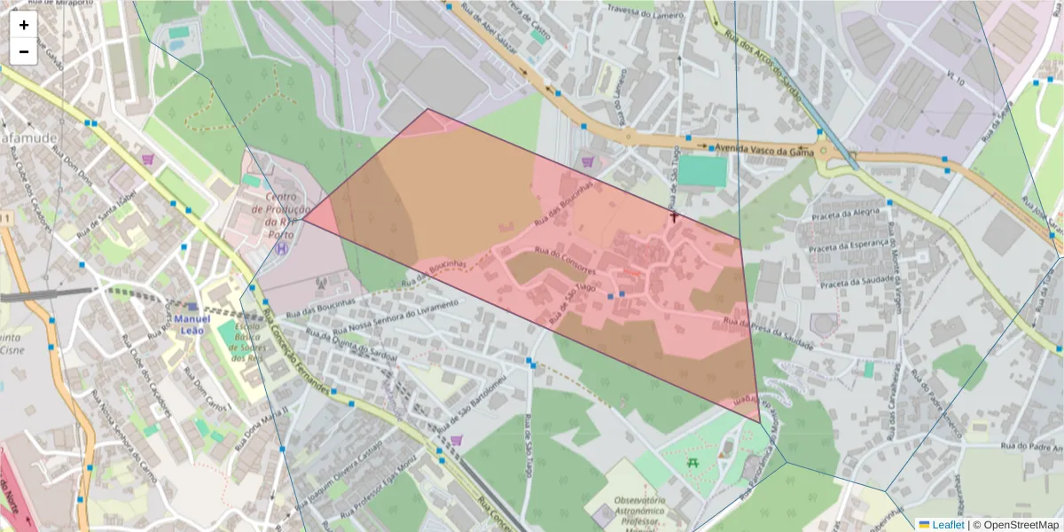 Mapa detalhado do código postal 4430-341 com limites, códigos postais vizinhos e agências dos correios
