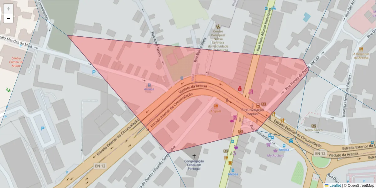 Mapa detalhado do código postal 4435-236 com limites, códigos postais vizinhos e agências dos correios
