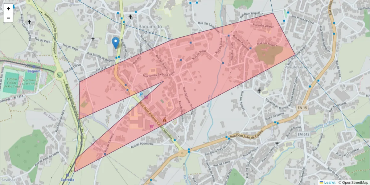 Mapa detalhado do código postal 4435-816 com limites, códigos postais vizinhos e agências dos correios