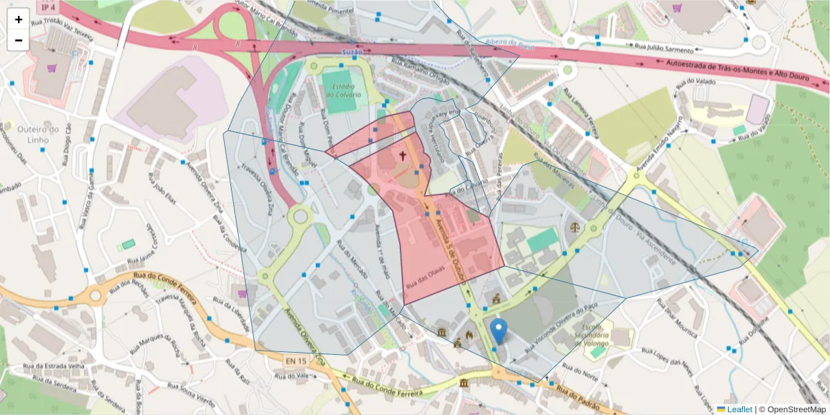 Mapa detalhado do código postal 4440-503 com limites, códigos postais vizinhos e agências dos correios