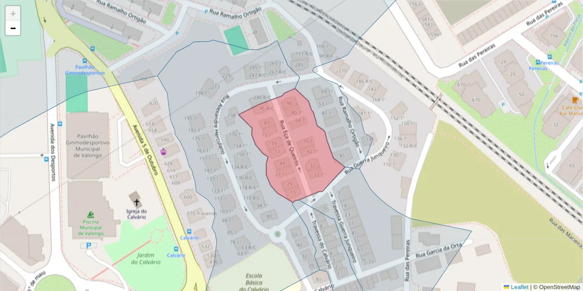 Mapa detalhado do código postal 4440-646 com limites, códigos postais vizinhos e agências dos correios
