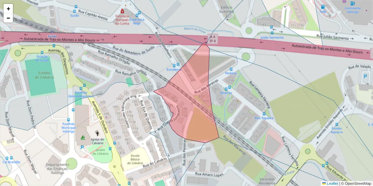Mapa detalhado do código postal 4440-660 com limites, códigos postais vizinhos e agências dos correios