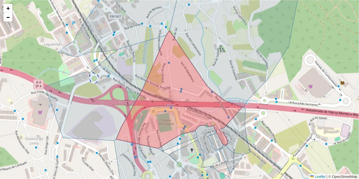 Mapa detalhado do código postal 4440-693 com limites, códigos postais vizinhos e agências dos correios