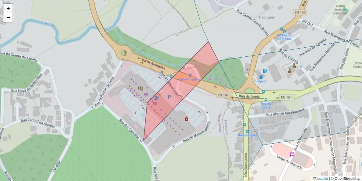 Mapa detalhado do código postal 4445-000 com limites, códigos postais vizinhos e agências dos correios