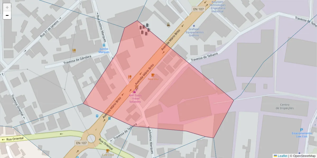 Mapa detalhado do código postal 4455-494 com limites, códigos postais vizinhos e agências dos correios