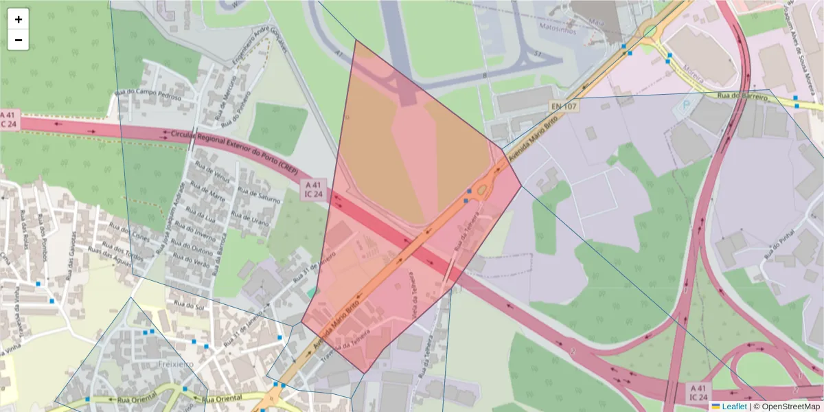 Mapa detalhado do código postal 4455-563 com limites, códigos postais vizinhos e agências dos correios