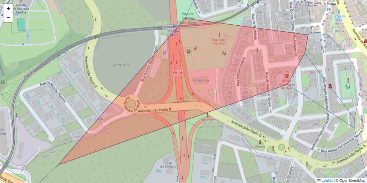 Mapa detalhado do código postal 4470 com limites, códigos postais vizinhos e agências dos correios