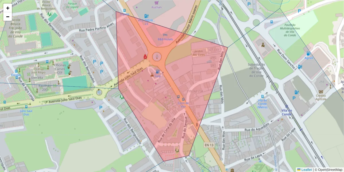 Mapa detalhado do código postal 4480-673 Vila do Conde com limites, códigos postais vizinhos e agências dos correios