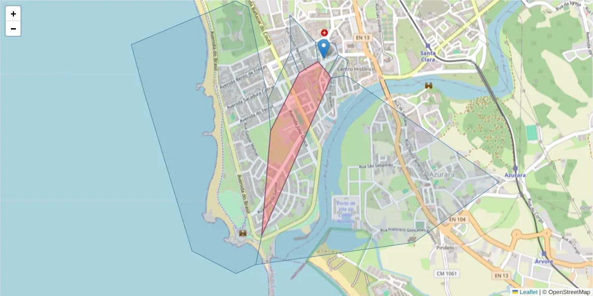 Mapa detalhado do código postal 4480-872 com limites, códigos postais vizinhos e agências dos correios
