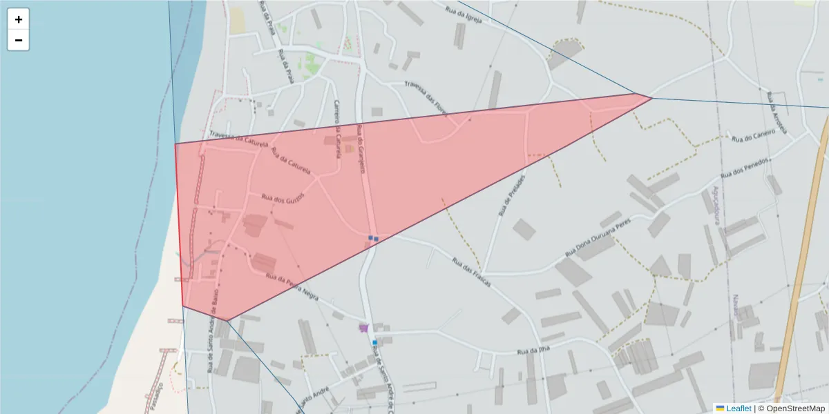 Mapa detalhado do código postal 4495054 com limites, códigos postais vizinhos e agências dos correios