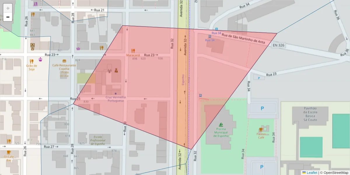 Mapa detalhado do código postal 4500-278 com limites, códigos postais vizinhos e agências dos correios