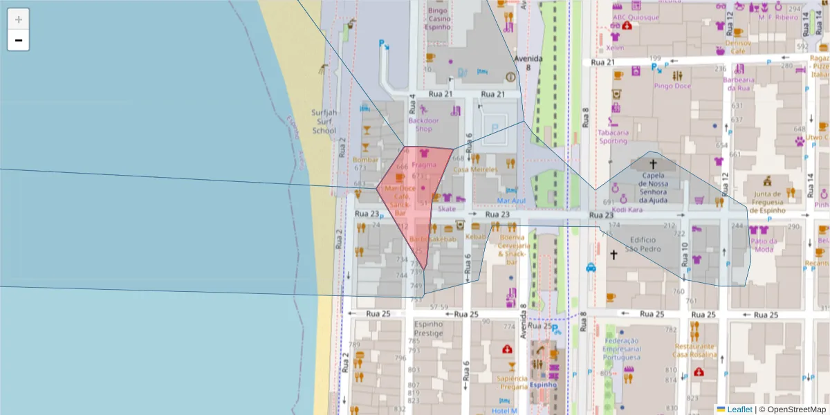 Mapa detalhado do código postal 4500-344 com limites, códigos postais vizinhos e agências dos correios