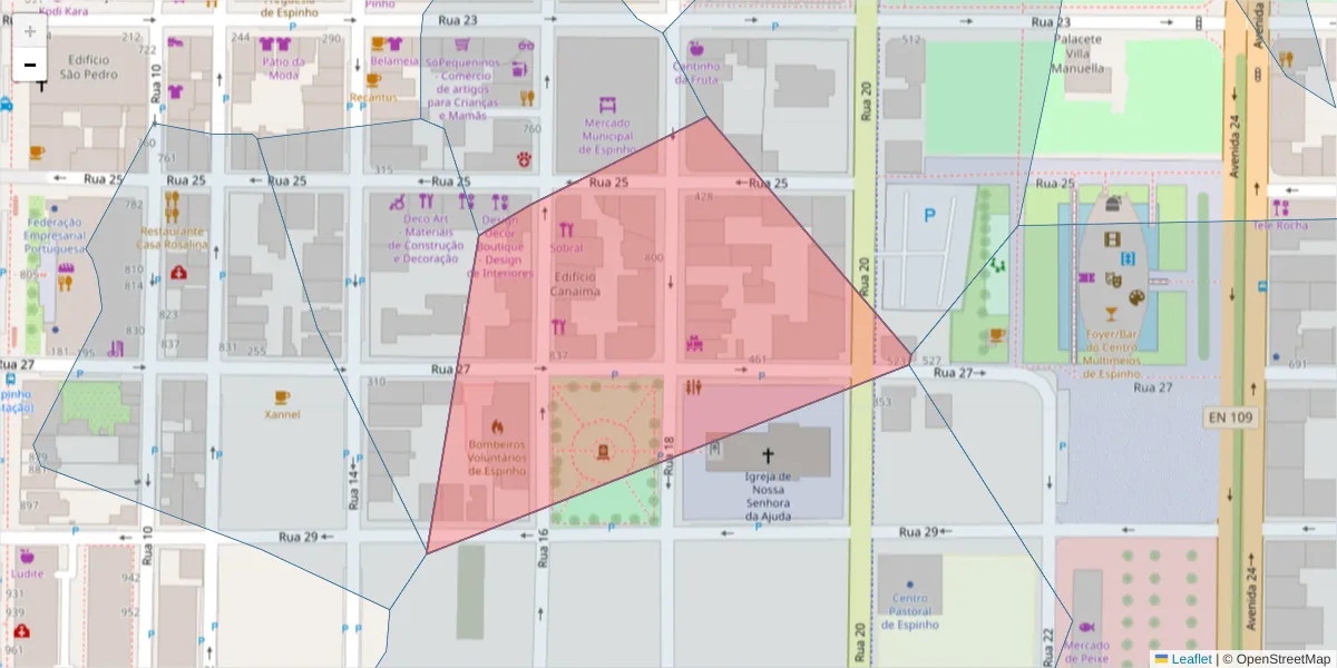 Mapa detalhado do código postal 4501-908 com limites, códigos postais vizinhos e agências dos correios