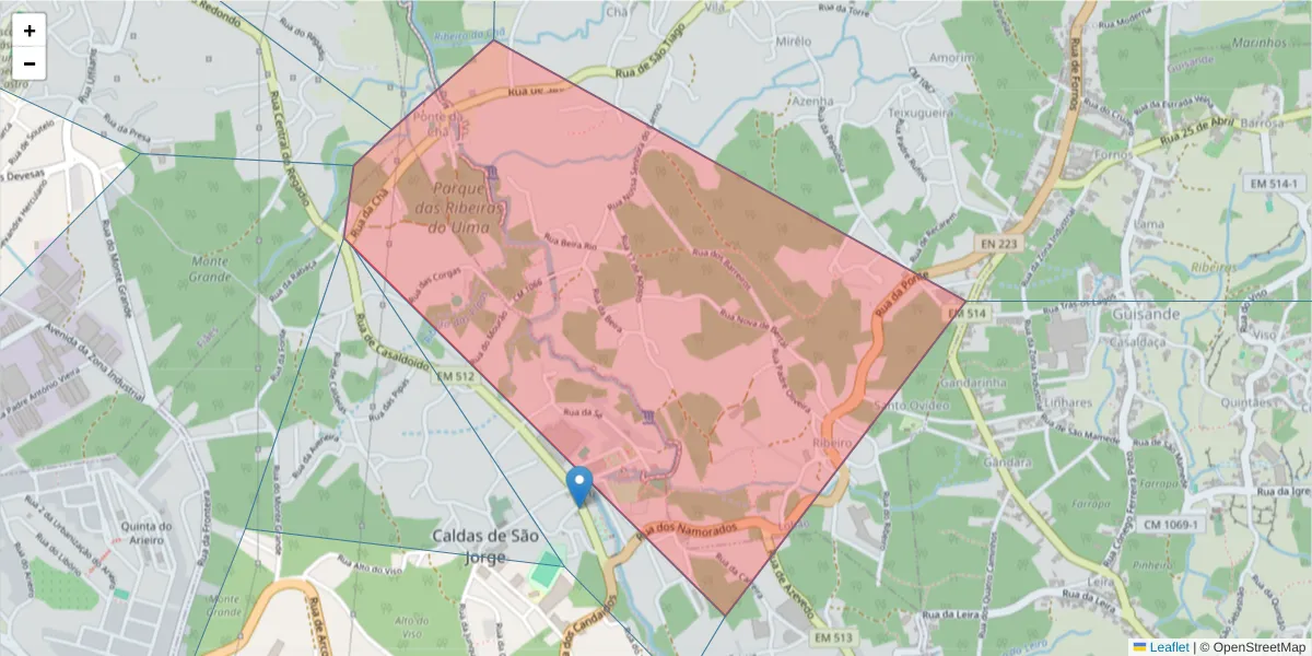 Mapa detalhado do código postal 4505-689 com limites, códigos postais vizinhos e agências dos correios