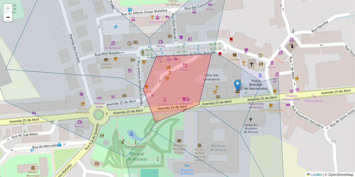 Mapa detalhado do código postal 4540-148 com limites, códigos postais vizinhos e agências dos correios