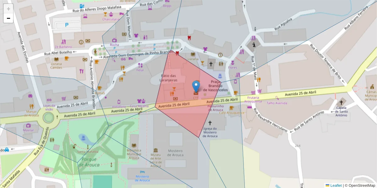 Mapa detalhado do código postal 4540-999 com limites, códigos postais vizinhos e agências dos correios