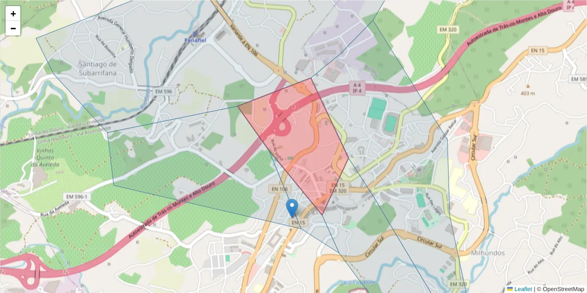Mapa detalhado do código postal 4560-002 com limites, códigos postais vizinhos e agências dos correios
