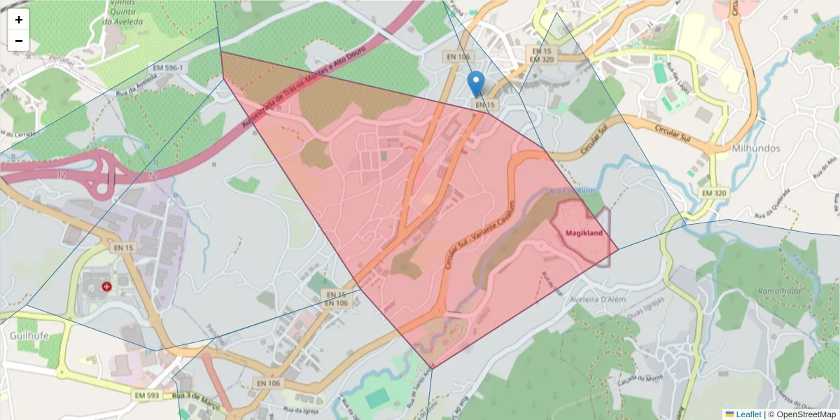 Mapa detalhado do código postal 4560-480 com limites, códigos postais vizinhos e agências dos correios
