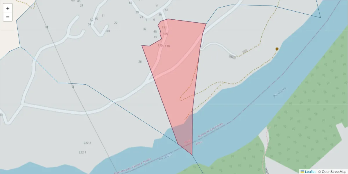 Mapa detalhado do código postal 4575-022 com limites, códigos postais vizinhos e agências dos correios