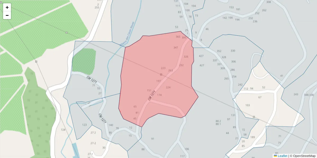 Mapa detalhado do código postal 4575-048 com limites, códigos postais vizinhos e agências dos correios