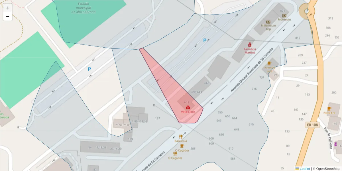 Mapa detalhado do código postal 4575-052;4575-063 com limites, códigos postais vizinhos e agências dos correios