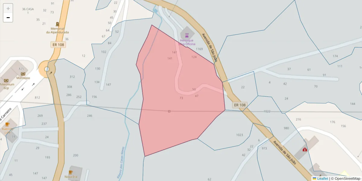 Mapa detalhado do código postal 4575-056 com limites, códigos postais vizinhos e agências dos correios