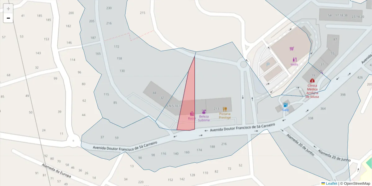 Mapa detalhado do código postal 4575-068;4575-052;4575-074 com limites, códigos postais vizinhos e agências dos correios