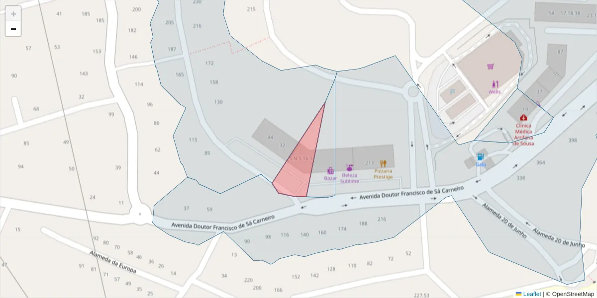 Mapa detalhado do código postal 4575-068;4575-074 com limites, códigos postais vizinhos e agências dos correios