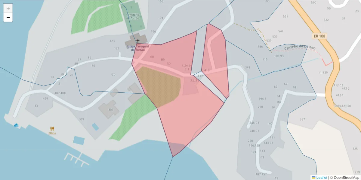 Mapa detalhado do código postal 4575-329 com limites, códigos postais vizinhos e agências dos correios