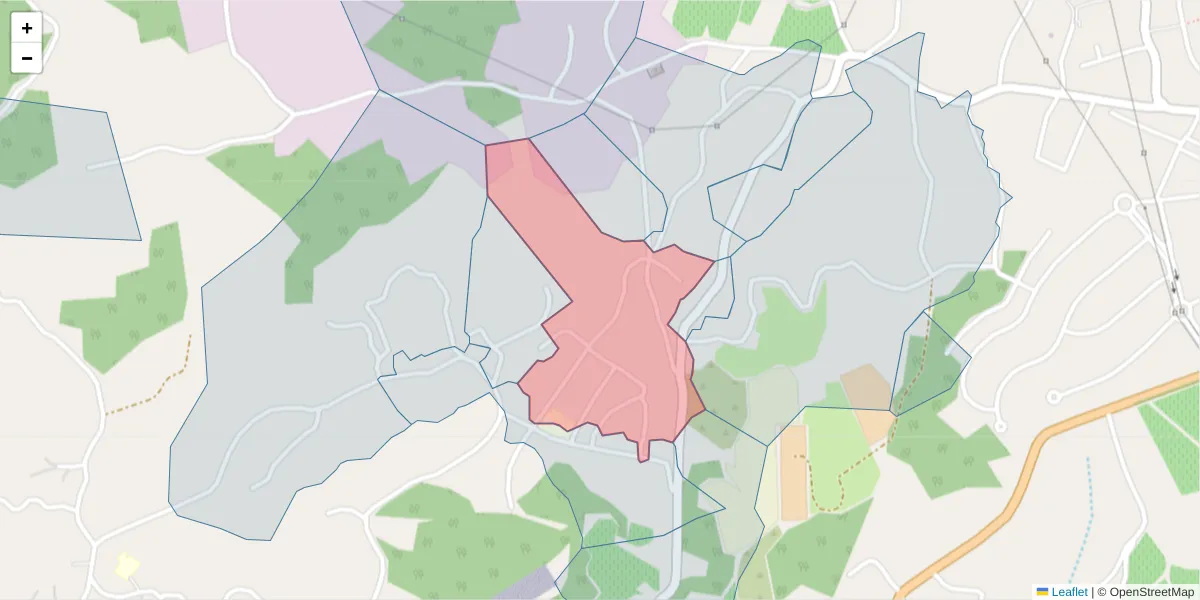 Mapa detalhado do código postal 4575-452 com limites, códigos postais vizinhos e agências dos correios