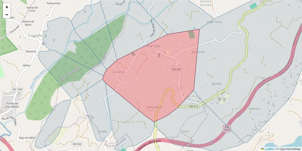Mapa detalhado do código postal 4600-787 com limites, códigos postais vizinhos e agências dos correios