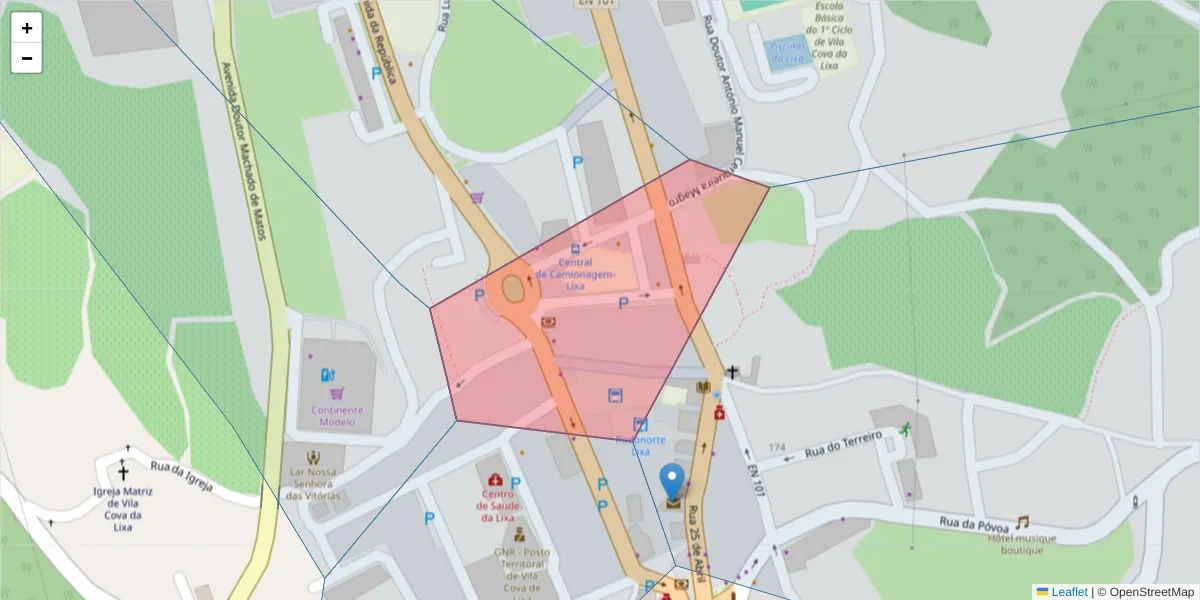 Mapa detalhado do código postal 4615-612 com limites, códigos postais vizinhos e agências dos correios