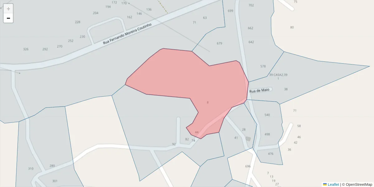 Mapa detalhado do código postal 4625-004 com limites, códigos postais vizinhos e agências dos correios