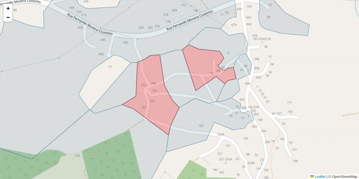 Mapa detalhado do código postal 4625-009 com limites, códigos postais vizinhos e agências dos correios