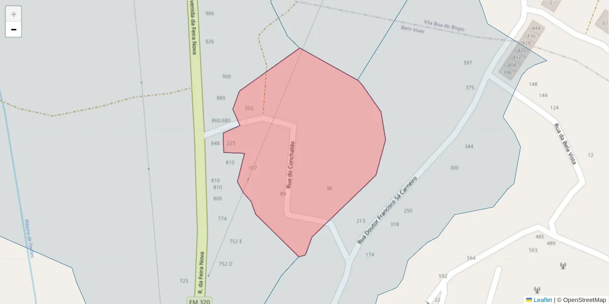 Mapa detalhado do código postal 4625-020 com limites, códigos postais vizinhos e agências dos correios