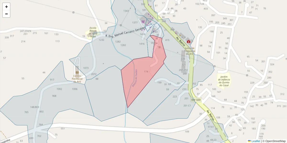 Mapa detalhado do código postal 4625-026 com limites, códigos postais vizinhos e agências dos correios