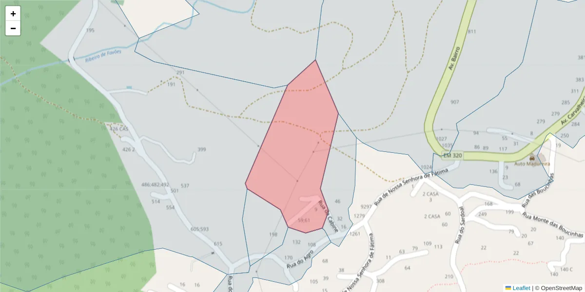 Mapa detalhado do código postal 4625-035 com limites, códigos postais vizinhos e agências dos correios