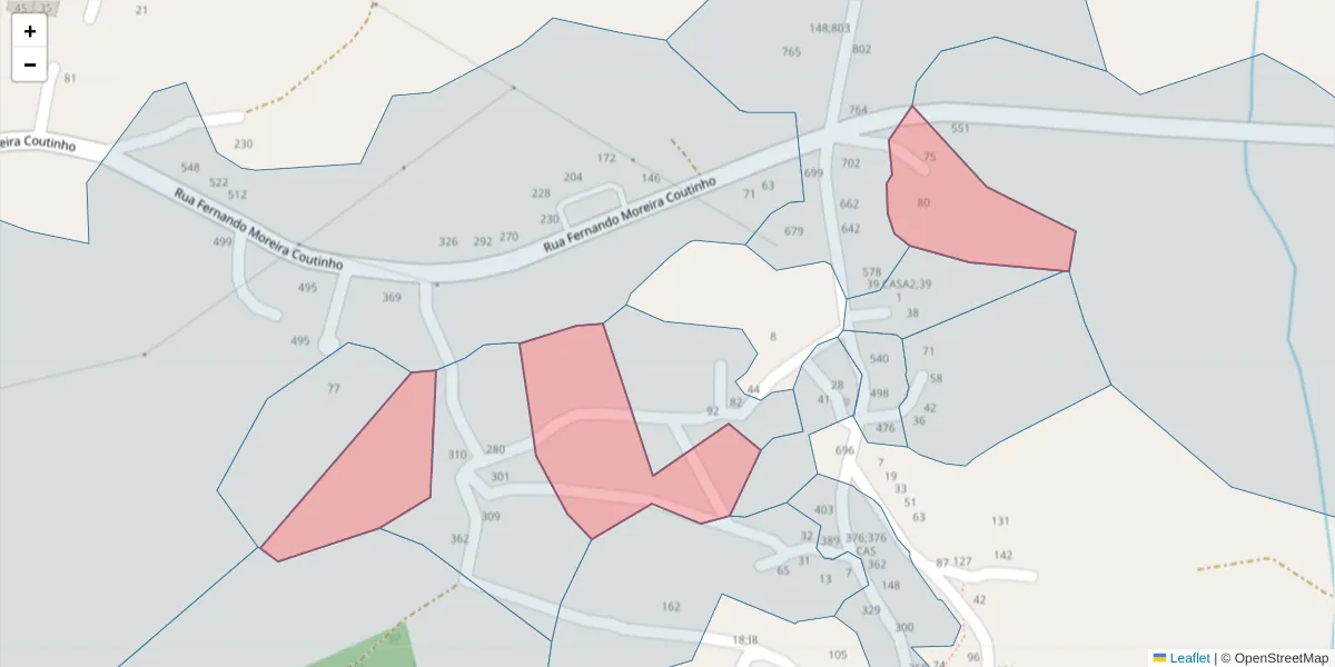 Mapa detalhado do código postal 4625-038 com limites, códigos postais vizinhos e agências dos correios