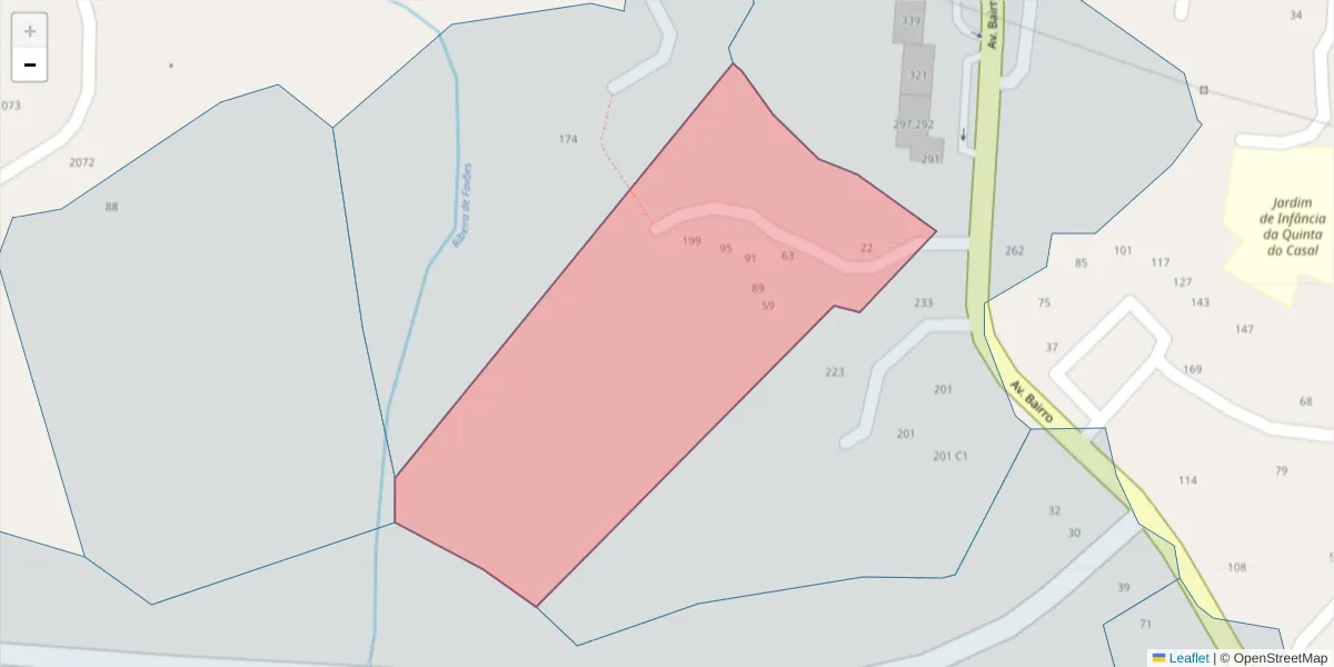 Mapa detalhado do código postal 4625-043 com limites, códigos postais vizinhos e agências dos correios