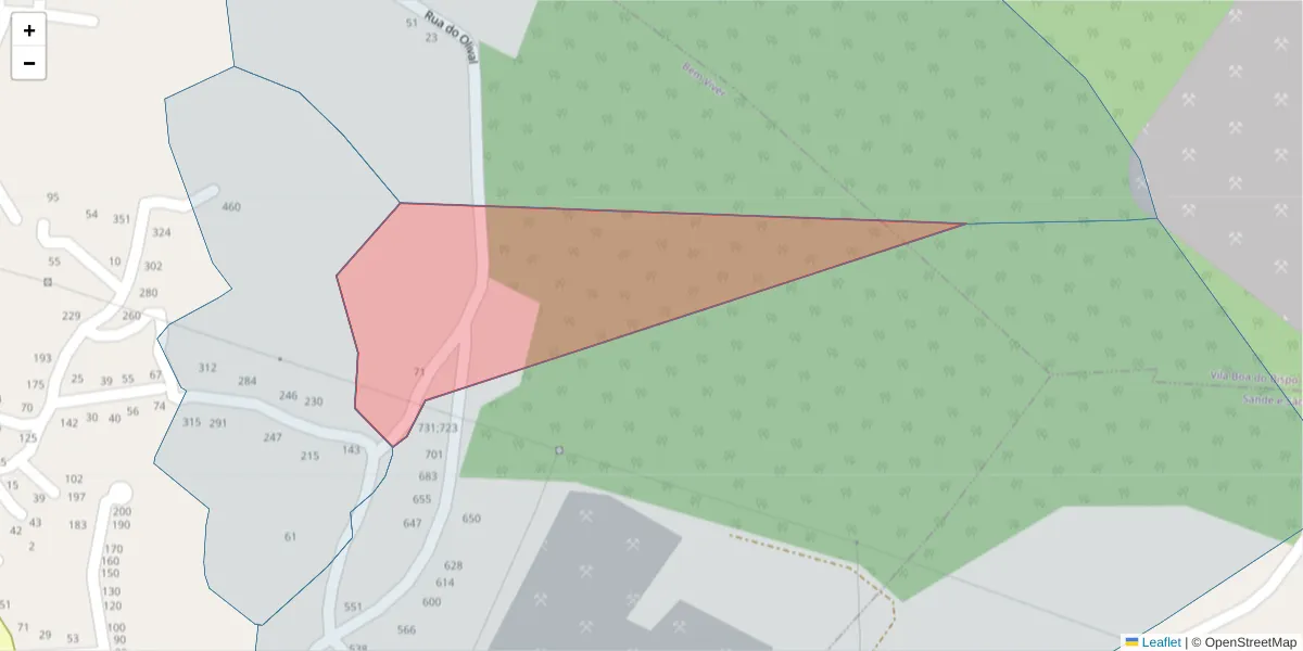 Mapa detalhado do código postal 4625-047 com limites, códigos postais vizinhos e agências dos correios