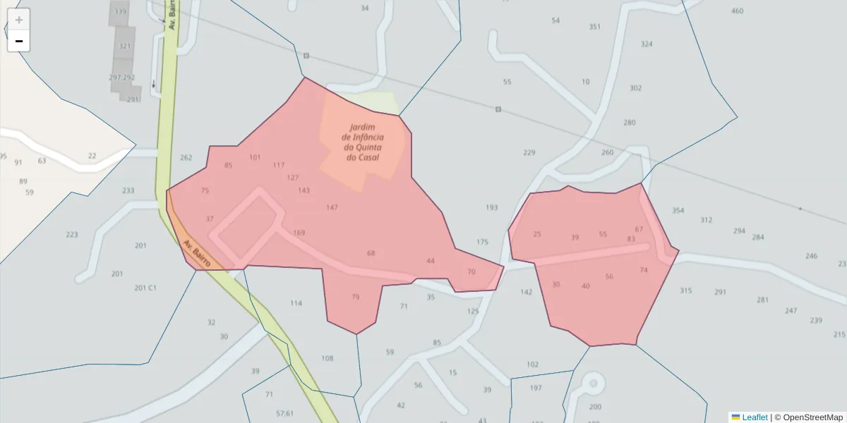 Mapa detalhado do código postal 4625-057 com limites, códigos postais vizinhos e agências dos correios