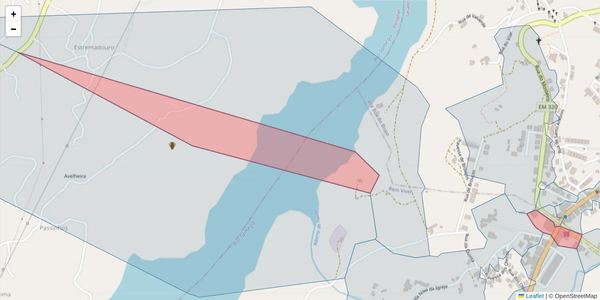 Mapa detalhado do código postal 4625-068 com limites, códigos postais vizinhos e agências dos correios