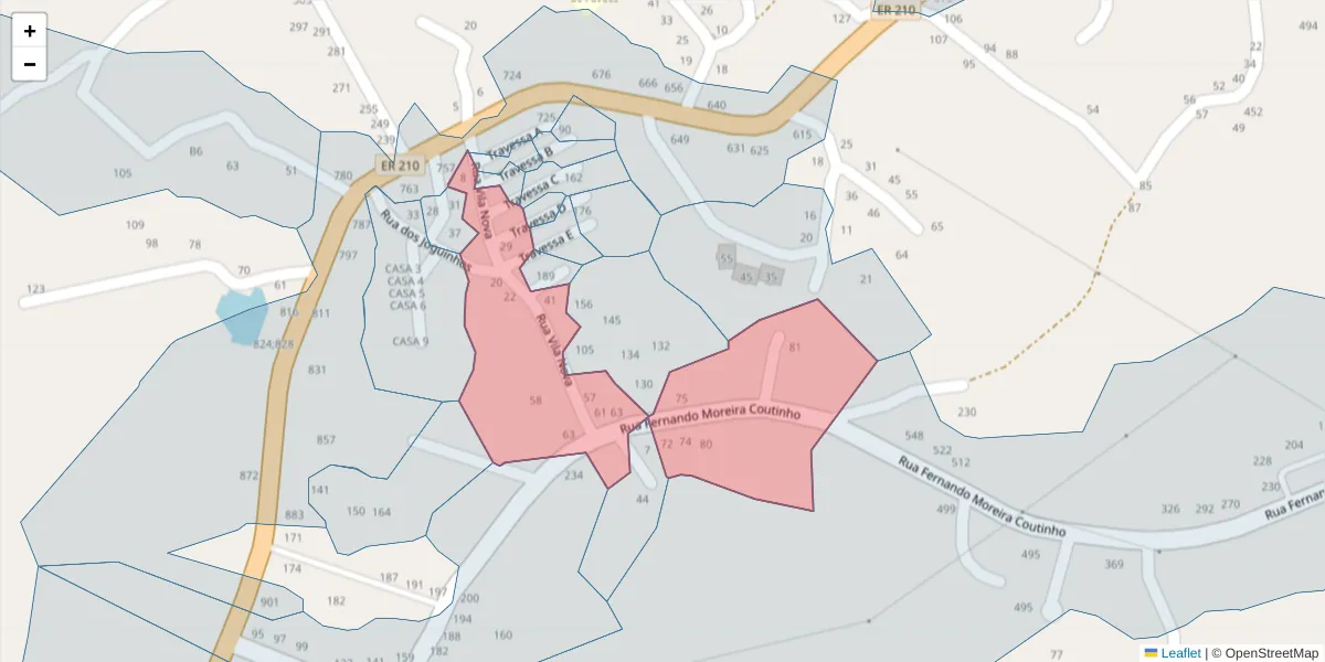 Mapa detalhado do código postal 4625-071 com limites, códigos postais vizinhos e agências dos correios