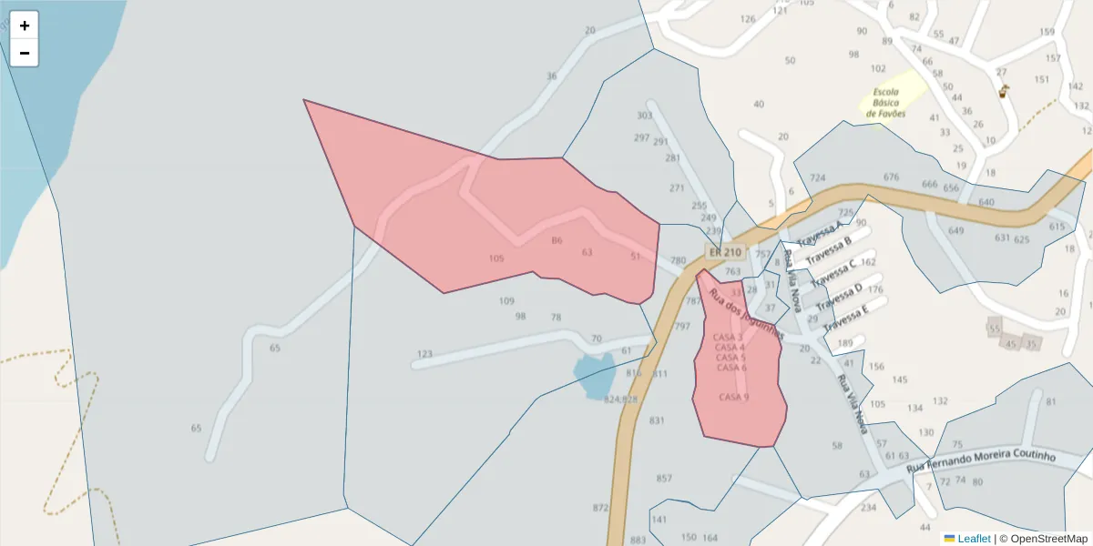 Mapa detalhado do código postal 4625-089 com limites, códigos postais vizinhos e agências dos correios