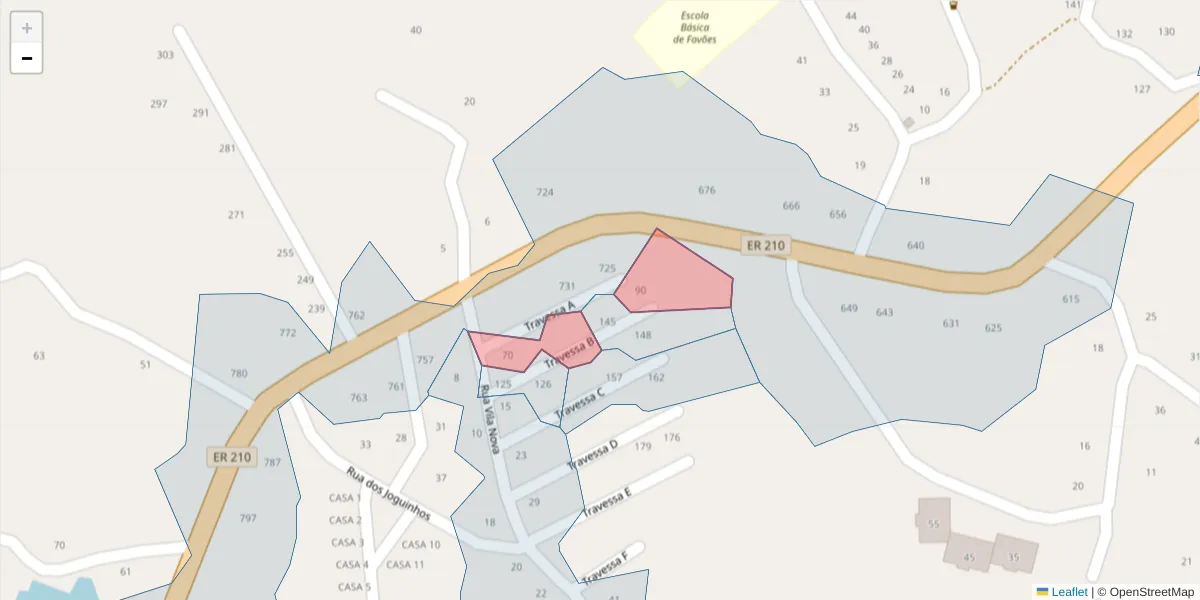 Mapa detalhado do código postal 4625-102 com limites, códigos postais vizinhos e agências dos correios