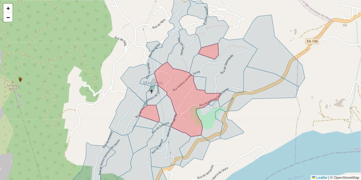 Mapa detalhado do código postal 4625-137 com limites, códigos postais vizinhos e agências dos correios