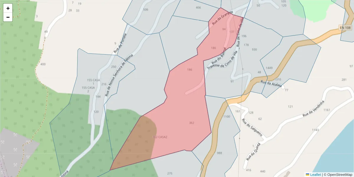Mapa detalhado do código postal 4625-140 com limites, códigos postais vizinhos e agências dos correios