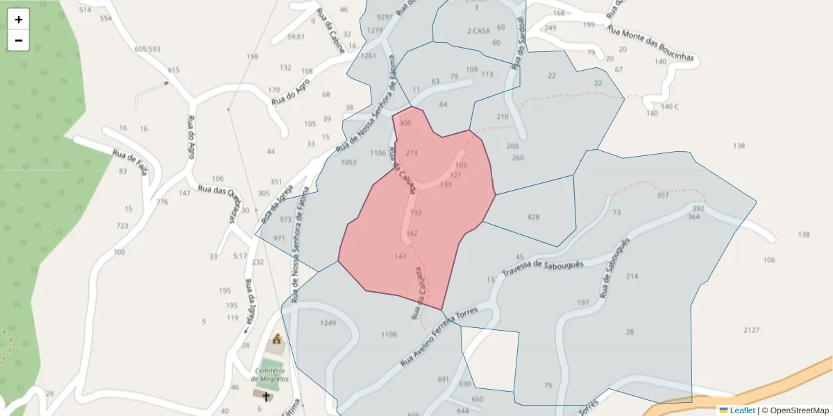 Mapa detalhado do código postal 4625-144 com limites, códigos postais vizinhos e agências dos correios