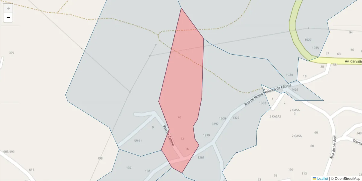 Mapa detalhado do código postal 4625-147 com limites, códigos postais vizinhos e agências dos correios